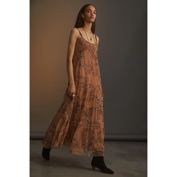 Anthropologie Sequined Tulle Midi Dress - Picture 3 of 8